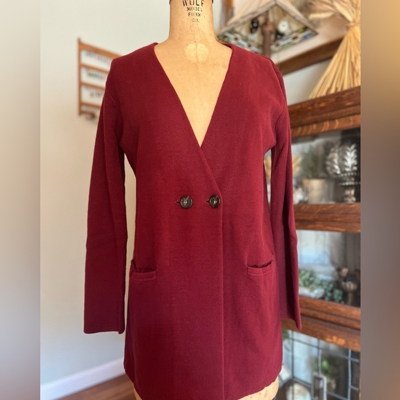 J.Crew Mercantile maroon heavy long sleeve cardigan sweater with button closure - Picture 1 of 9